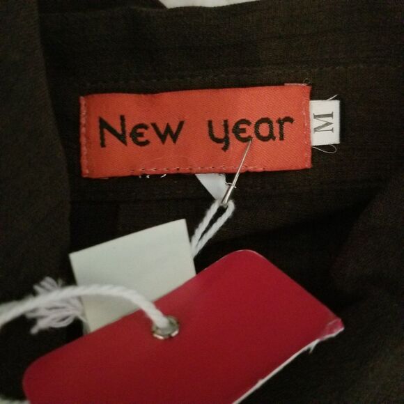 Women's Top Blouse Size Medium Brown Embroidered Long Sleeve New - Picture 9 of 11